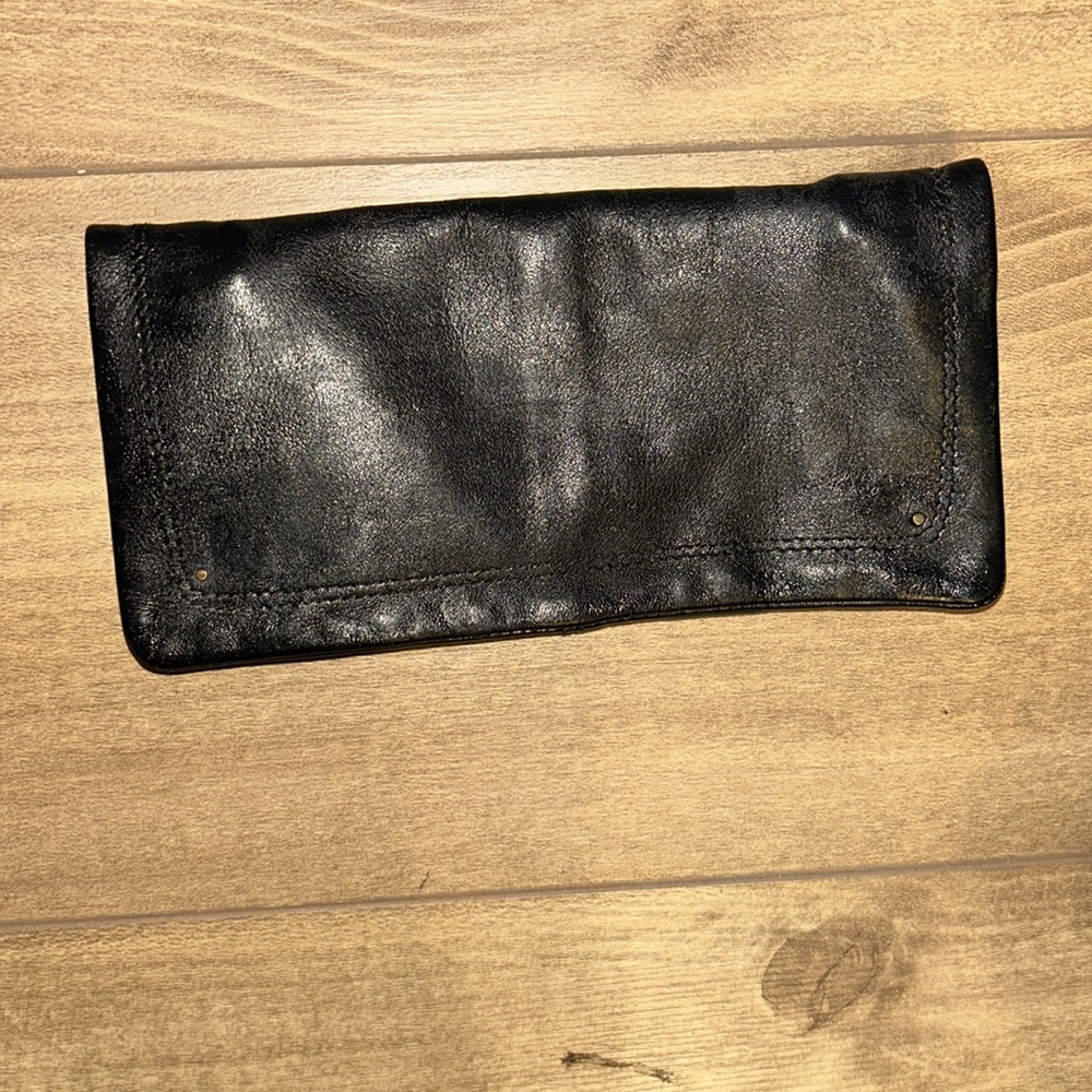 BDG Elegant Black small genuine Leather Crossbody Bag, clutch minimalist - Picture 3 of 17